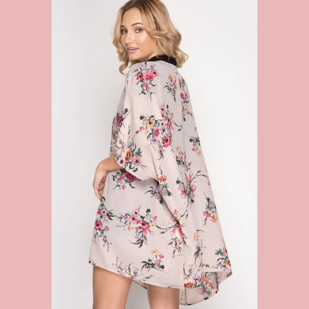 Pink Floral Kimono Cardigan - Picture 7 of 8